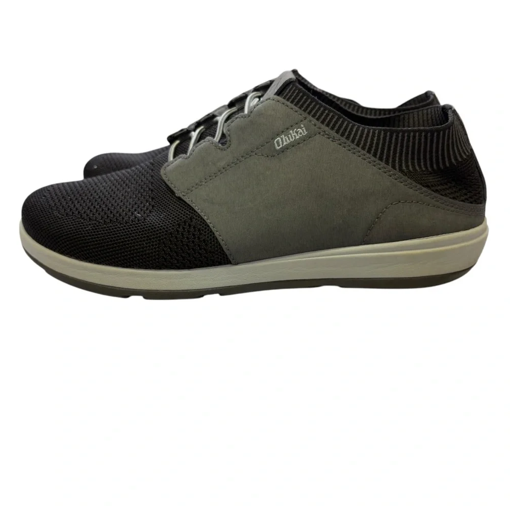 OluKai Makia Ulana Sneakers Mesh Breathable Lightweight Grey Black Mens Size 9